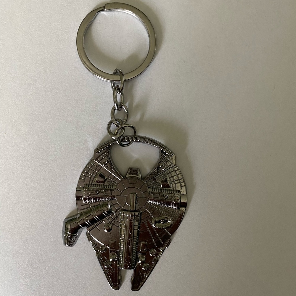 Millennium Falcon Metal Bottle Opener Keychain Silver Keyring